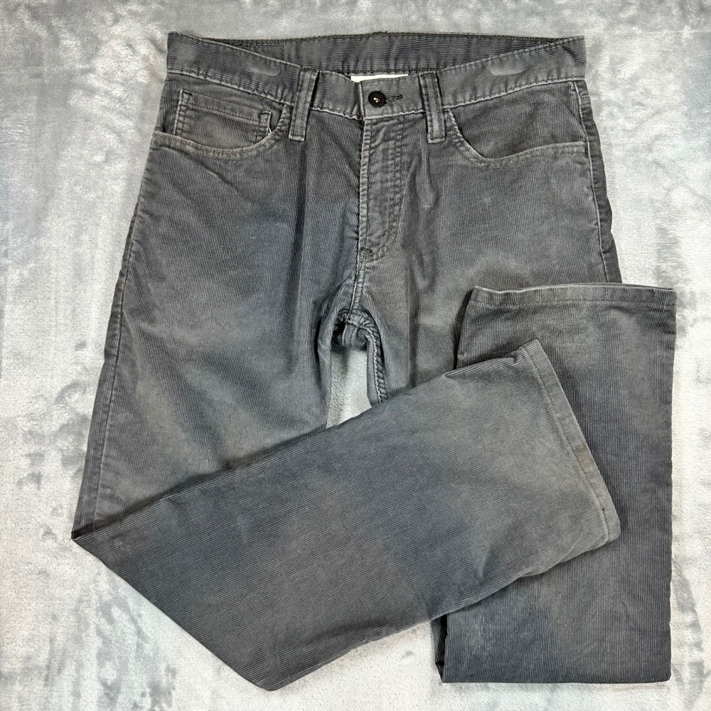 Levis 514 Slim Straight Corduroy Pants Mens 32x30 Gray Charcoal 5 Pocket Pant